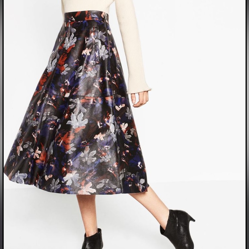 Floral A-Line Midi Skirt